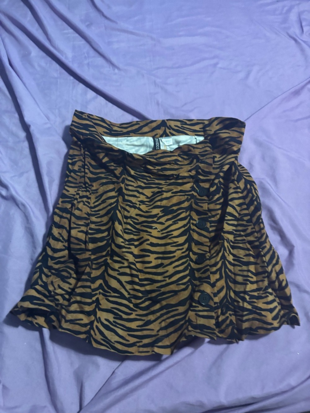 Divided Brown and Black Tiger-Print Skater Mini Skirt
